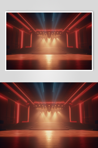AI数字艺术创意舞台灯光霓虹灯摄影图背景