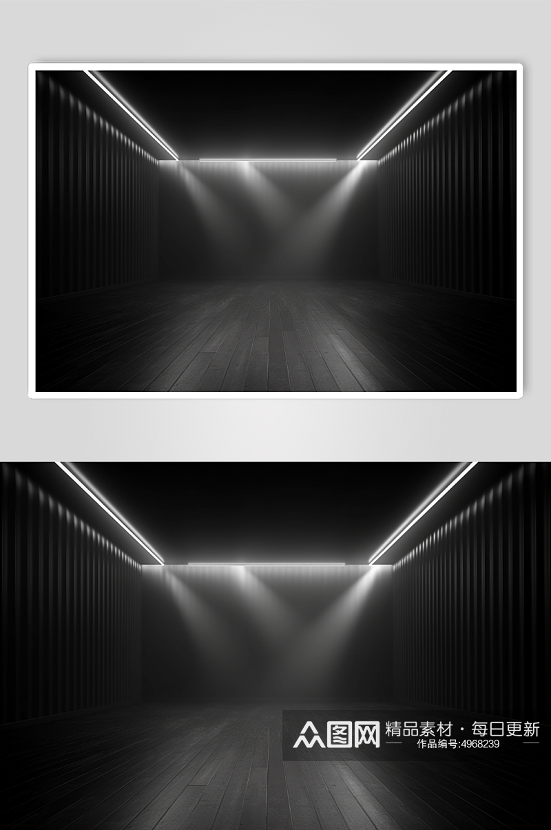 AI数字艺术创意舞台灯光霓虹灯摄影图背景素材