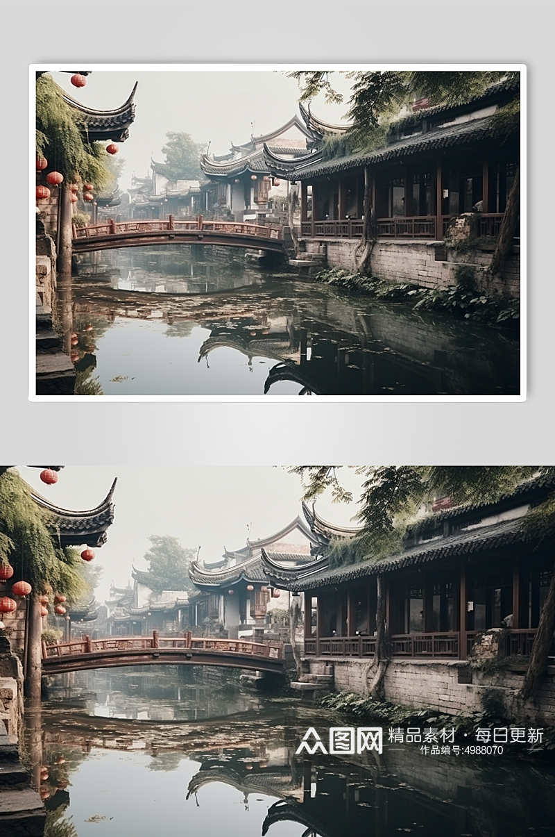 AI数字艺术苏州乌镇古镇旅游风景摄影图片素材