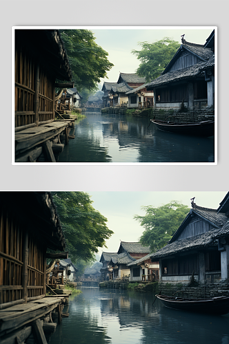 AI数字艺术苏州乌镇古镇旅游景点摄影图片