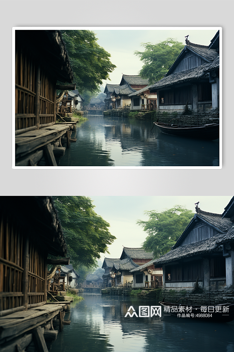 AI数字艺术苏州乌镇古镇旅游景点摄影图片素材