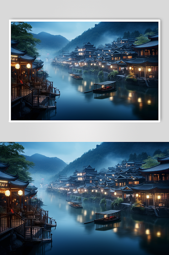 AI数字艺术苏州乌镇古镇旅游景点摄影图片-众图网