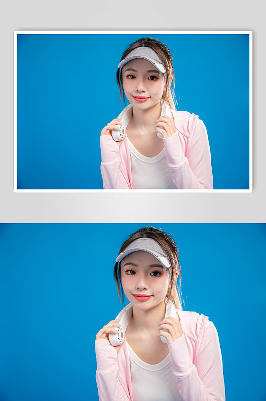 夏季防晒衣百褶裙吊带背心女生人物摄影图片-众图网