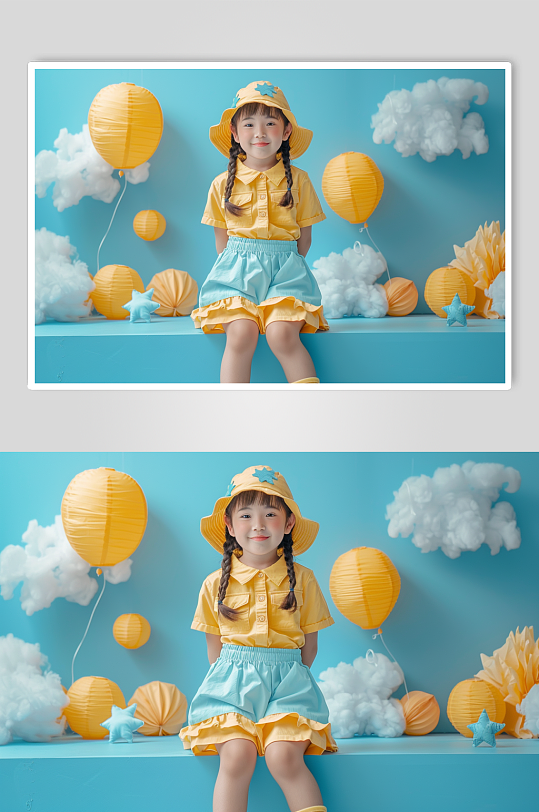 AI儿童春季夏季穿搭肖像人物摄影图-众图网