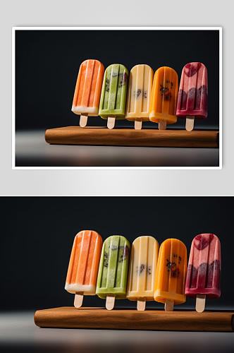 AI数字艺术创意夏季雪糕冰棍冰棒摄影图片