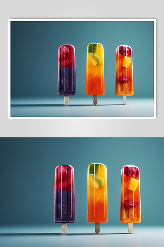 AI数字艺术创意夏季雪糕冰棍冰棒摄影图片