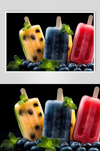 AI数字艺术清凉夏季雪糕冰棍冰棒摄影图片