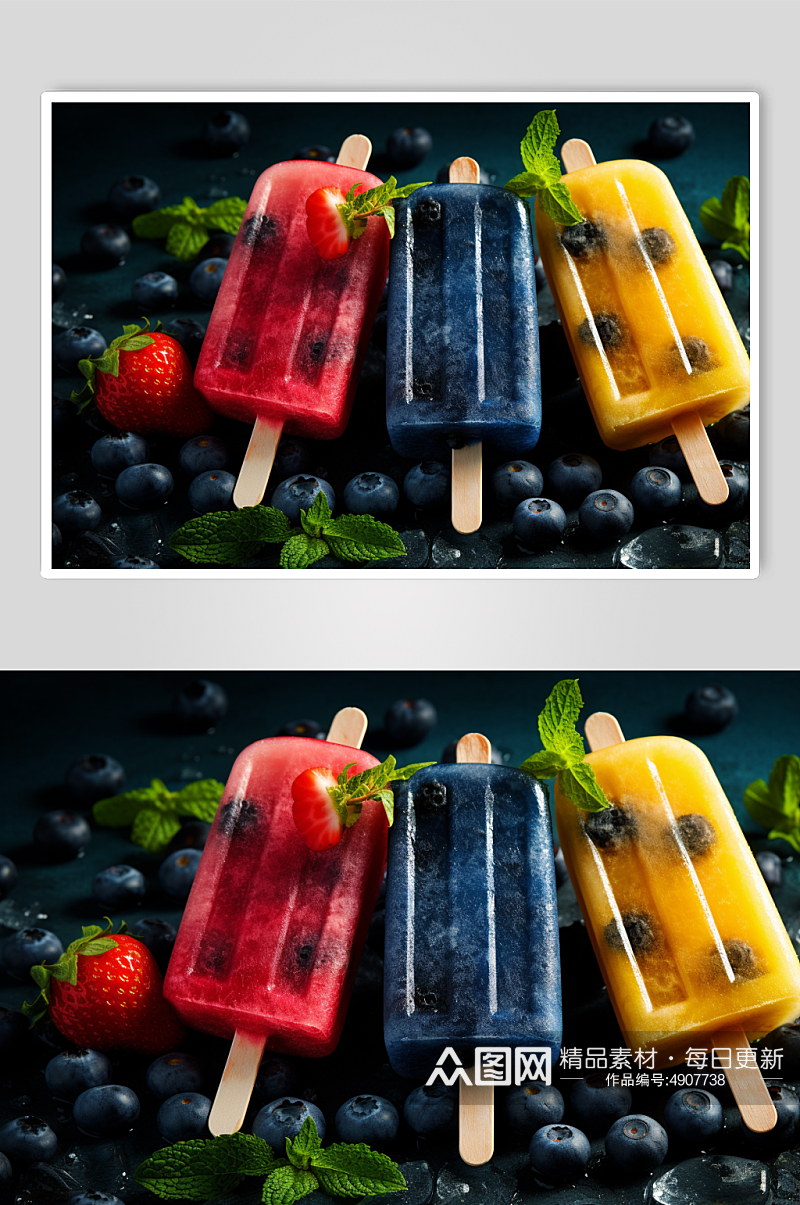 AI数字艺术清凉夏季雪糕冰棍冰棒摄影图片素材