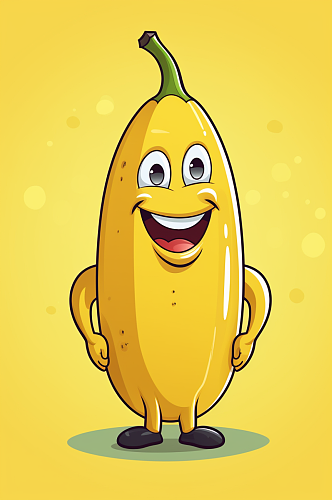 AI数字艺术拟人卡通香蕉水果插画