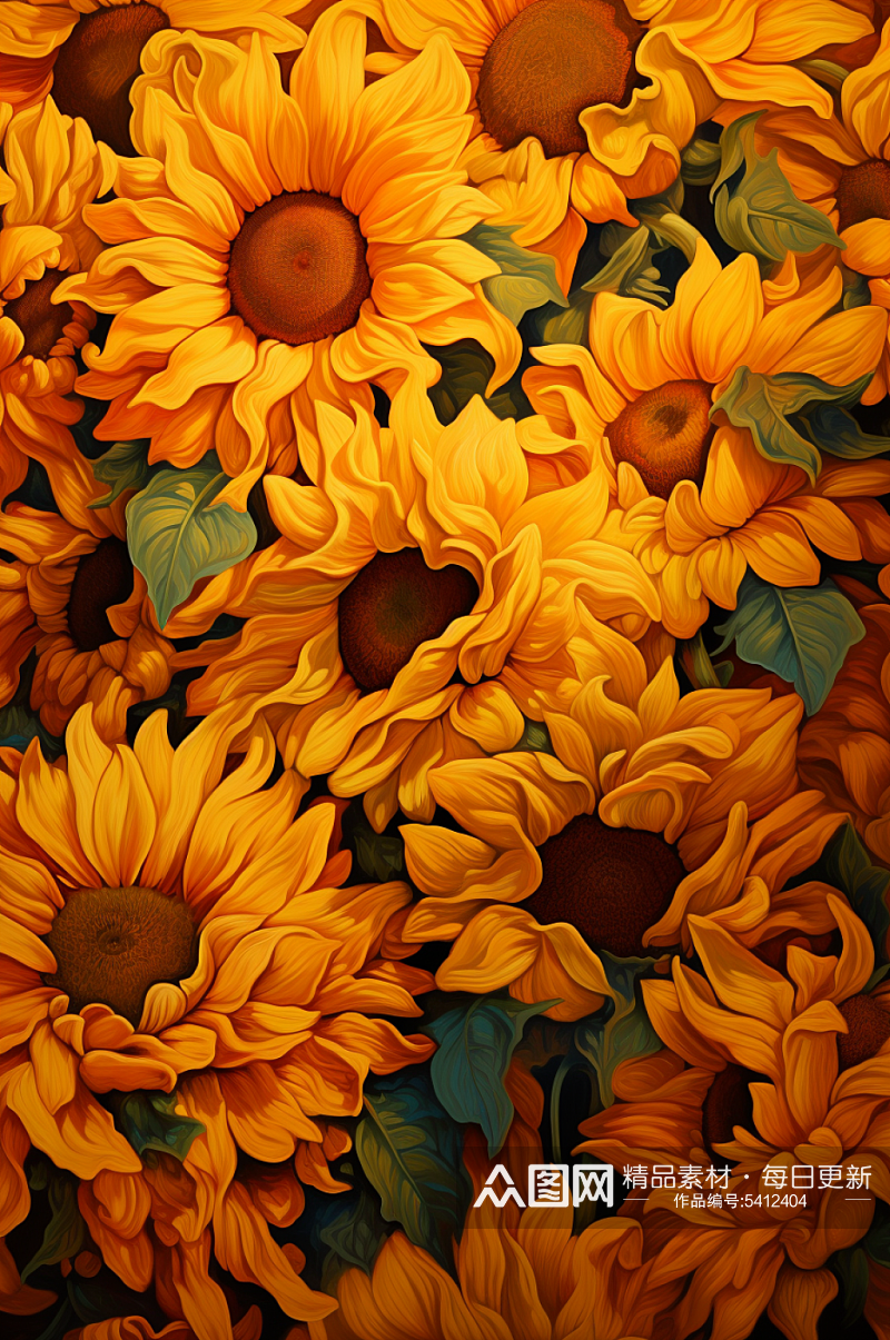 AI数字艺术夏季花卉向日葵油画插画素材