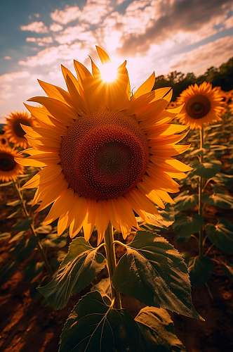 AI数字艺术高清夏季花卉向日葵摄影图片