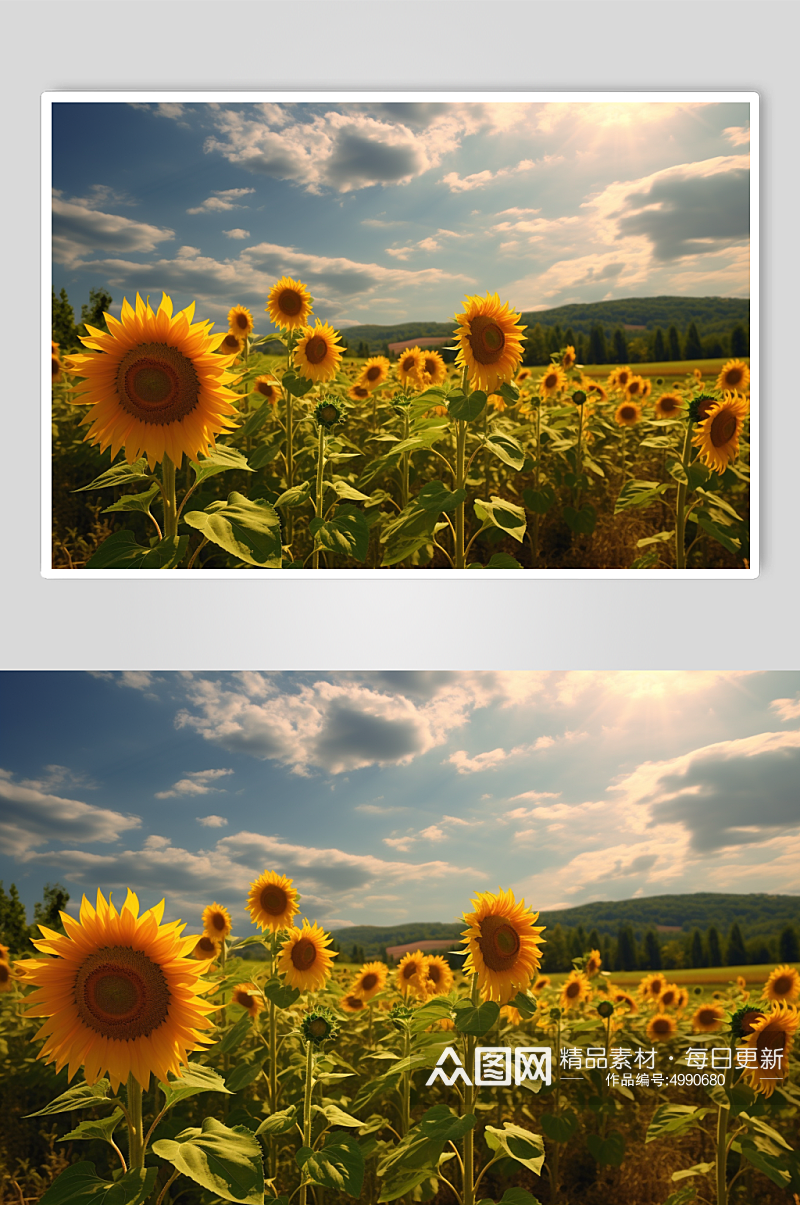 AI数字艺术唯美夏季花卉向日葵摄影图片素材
