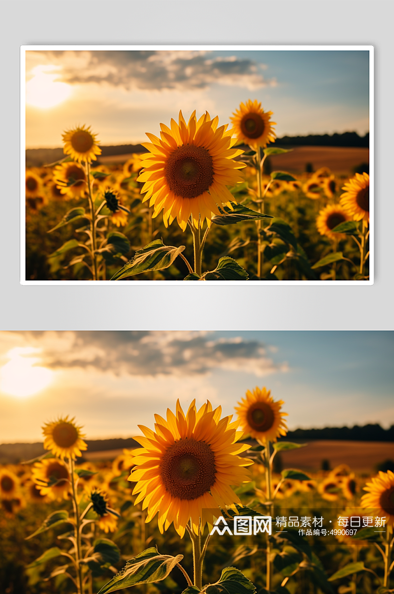 AI数字艺术简约夏季花卉向日葵摄影图片素材