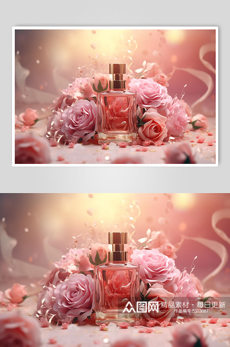 AI数字艺术玫瑰香水化妆品摄影图片素材