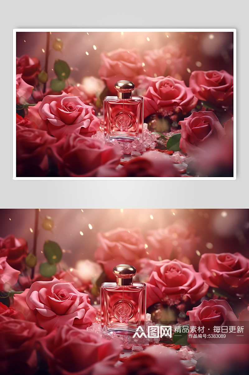 AI数字艺术玫瑰香水化妆品摄影图片素材
