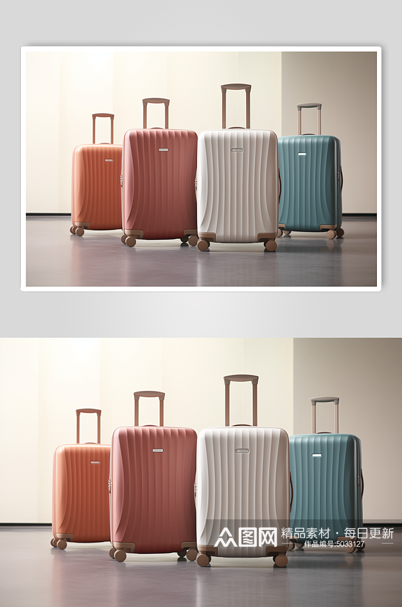 AI数字艺术行李箱旅游旅客产品摄影图素材