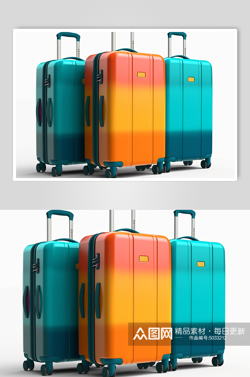 AI数字艺术行李箱旅游旅客产品摄影图素材