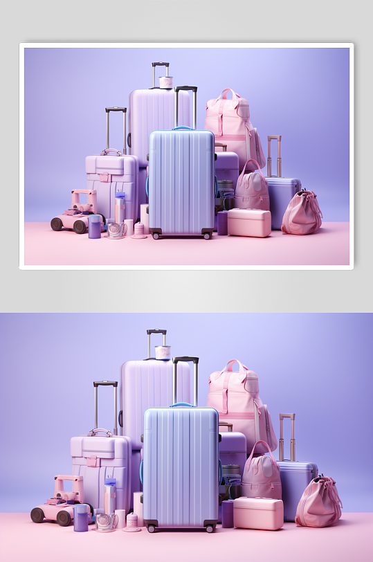 AI数字艺术行李箱旅游旅客产品摄影图