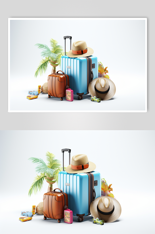 AI数字艺术行李箱旅游旅客产品摄影图-众图网