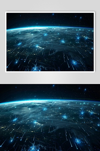 AI数字艺术线条发光科技创意地球背景