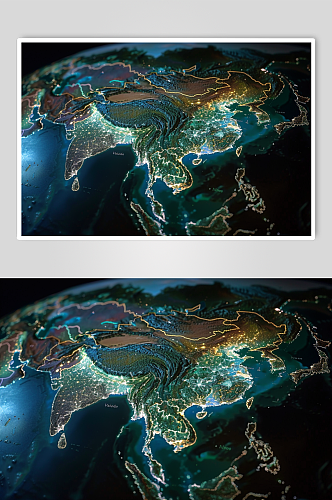 AI数字艺术线条发光科技创意地球背景