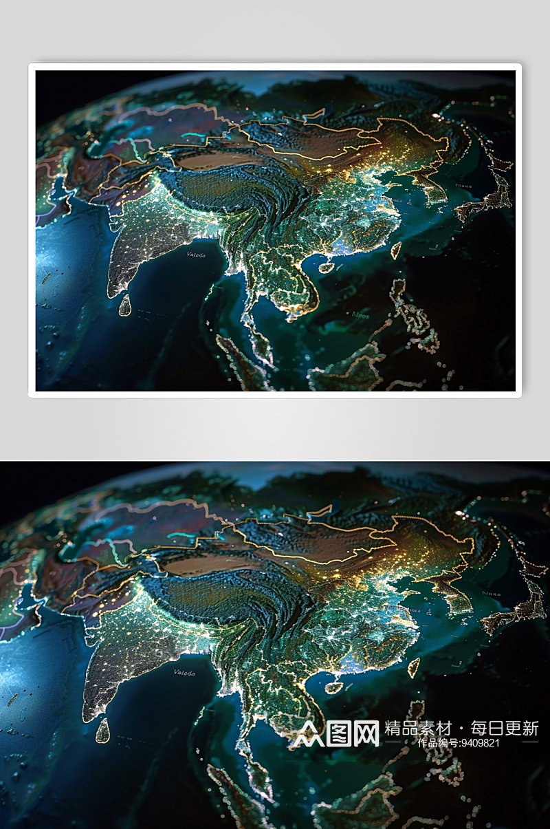 AI数字艺术线条发光科技创意地球背景素材