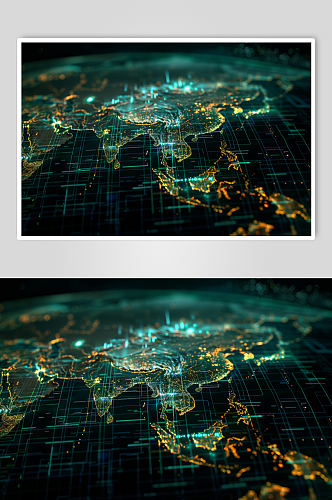 AI数字艺术线条发光科技创意地球背景