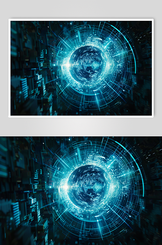 AI数字艺术线条发光科技创意地球背景
