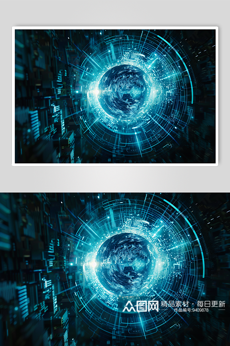 AI数字艺术线条发光科技创意地球背景素材