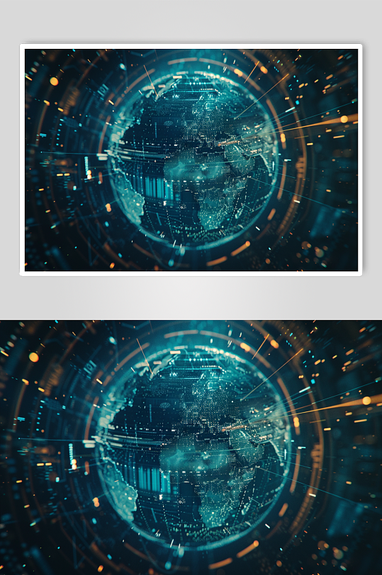 AI数字艺术线条发光科技创意地球背景