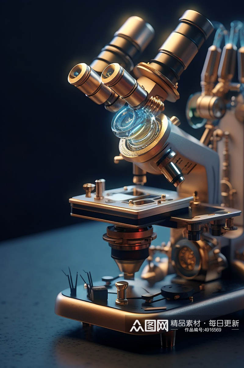 AI数字艺术高清显微镜医疗器械摄影图片素材