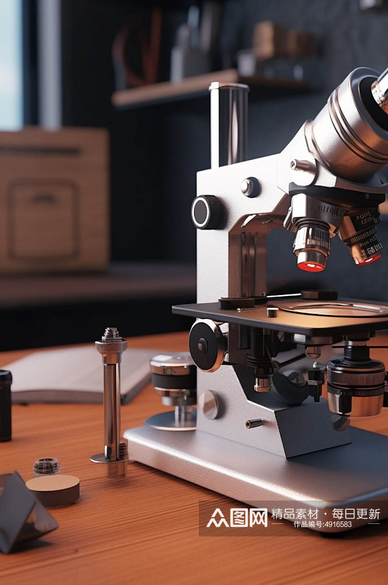 AI数字艺术简约显微镜医疗器械摄影图片素材