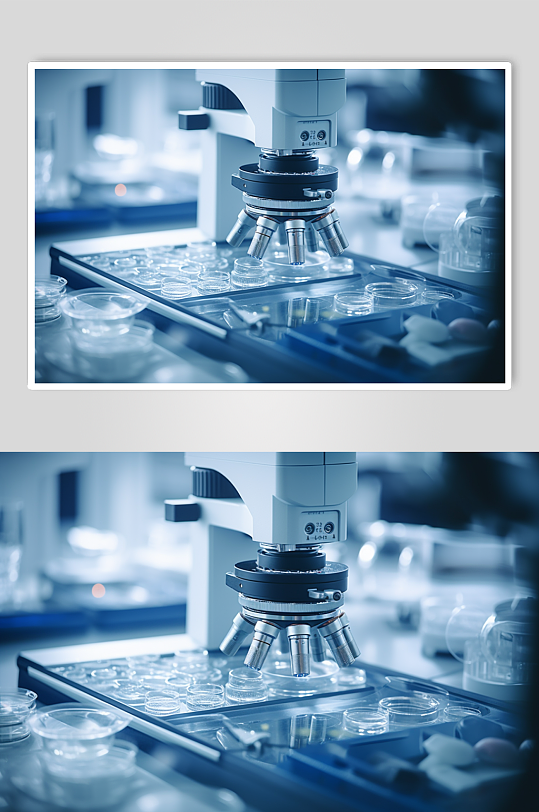 AI数字艺术显微镜医疗器械摄影图