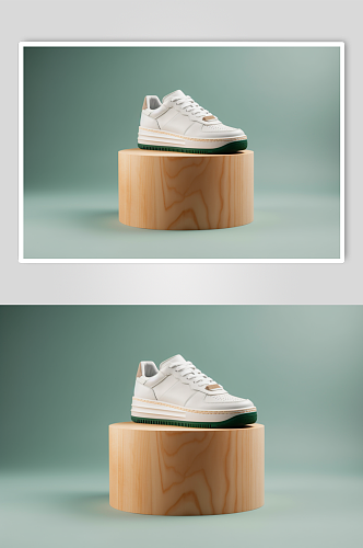 AI数字艺术极简小白鞋运动鞋摄影图片