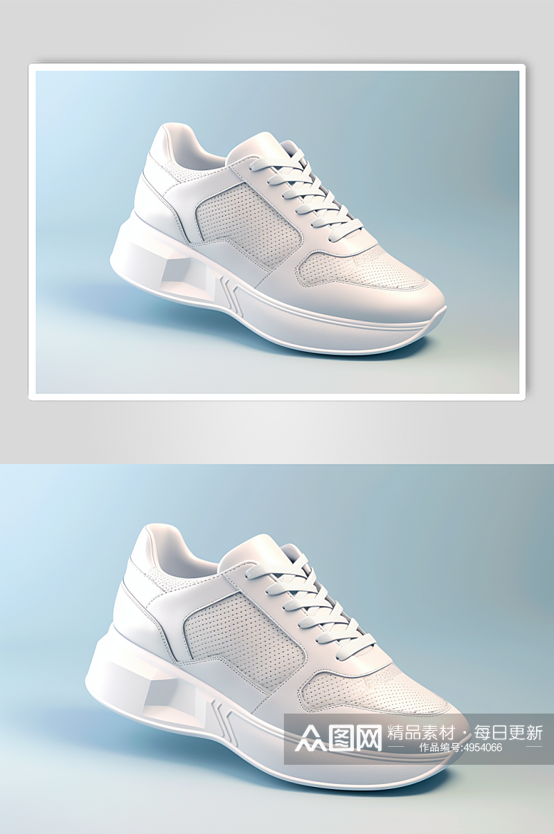 AI数字艺术简约小白鞋运动鞋摄影图片素材