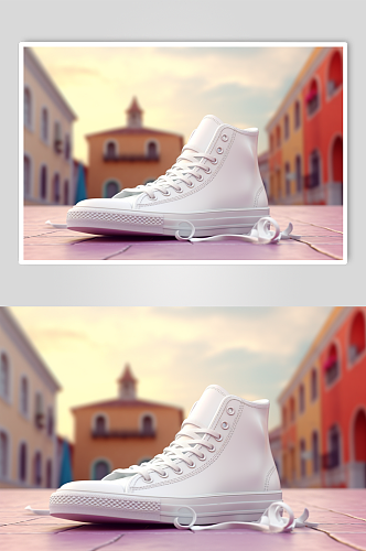 AI数字艺术简约小白鞋摄影图片