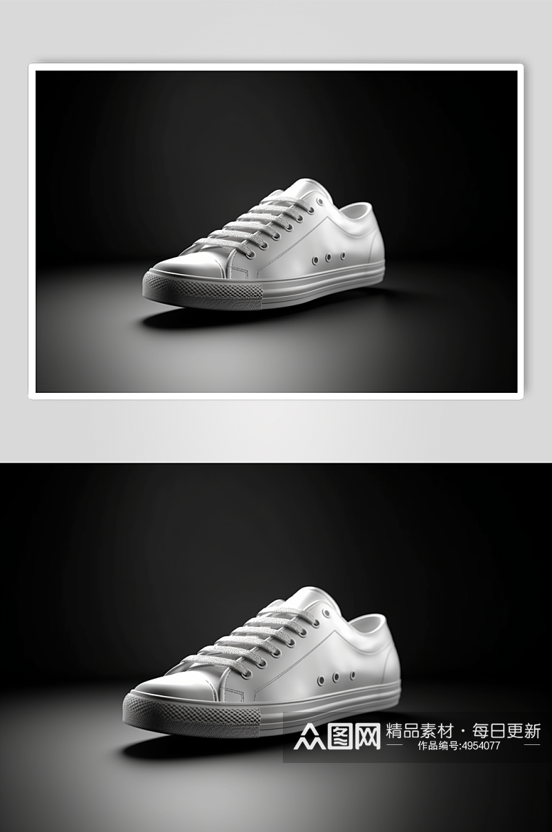 AI数字艺术简约小白鞋摄影图片素材