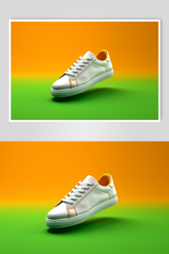 AI数字艺术简约运动鞋小白鞋摄影图片