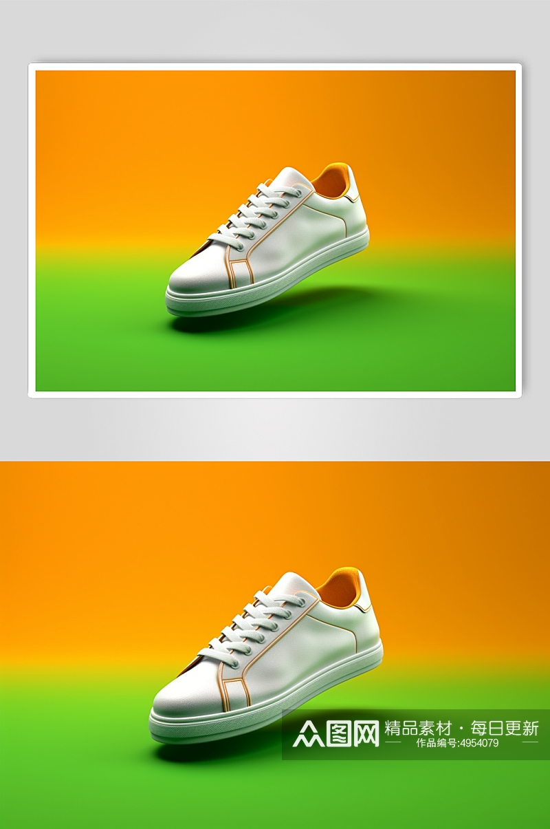 AI数字艺术简约运动鞋小白鞋摄影图片素材