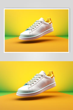 AI数字艺术简约小白鞋运动鞋摄影图片