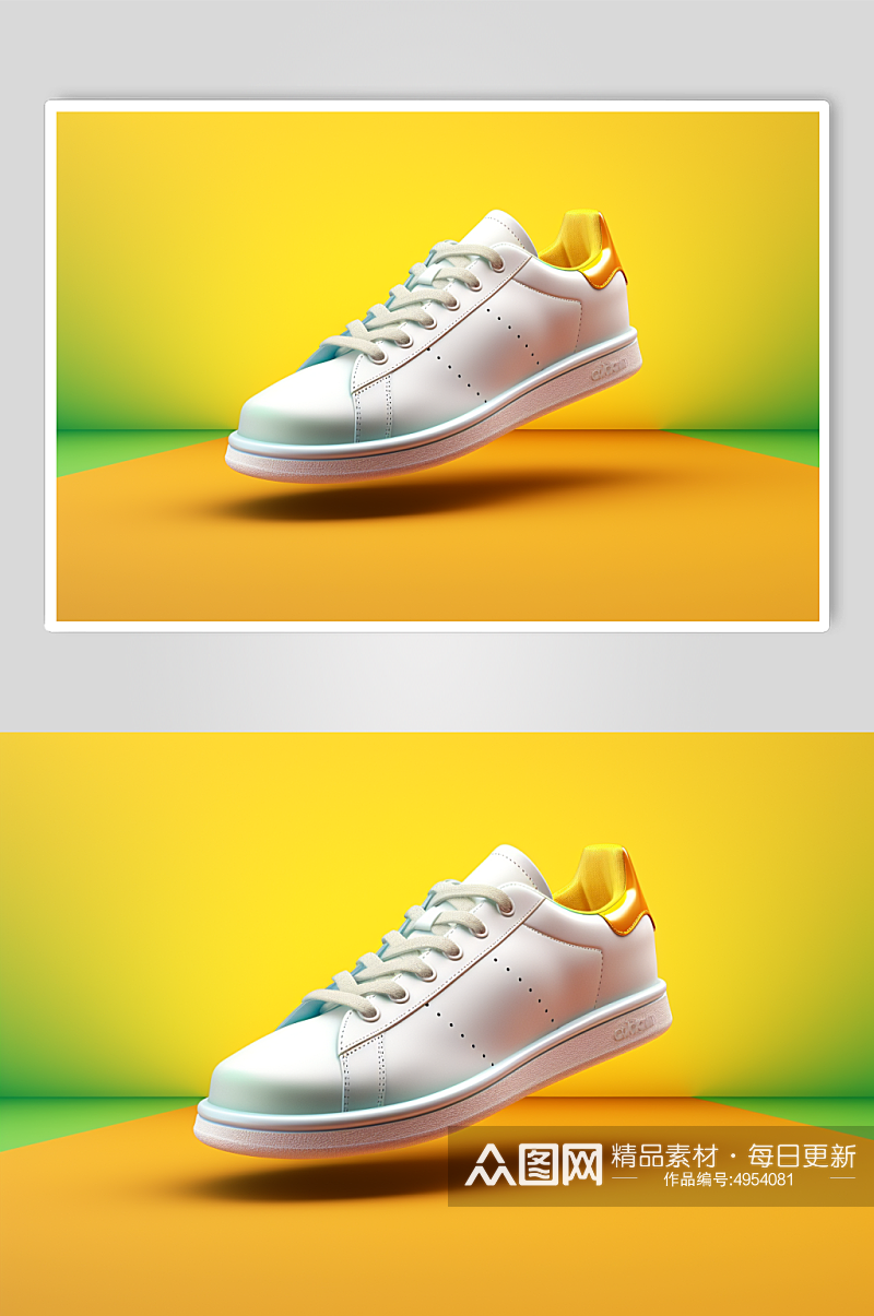 AI数字艺术简约小白鞋运动鞋摄影图片素材