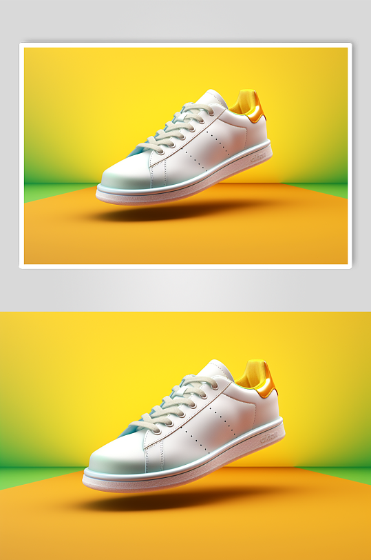 AI数字艺术简约小白鞋运动鞋摄影图片