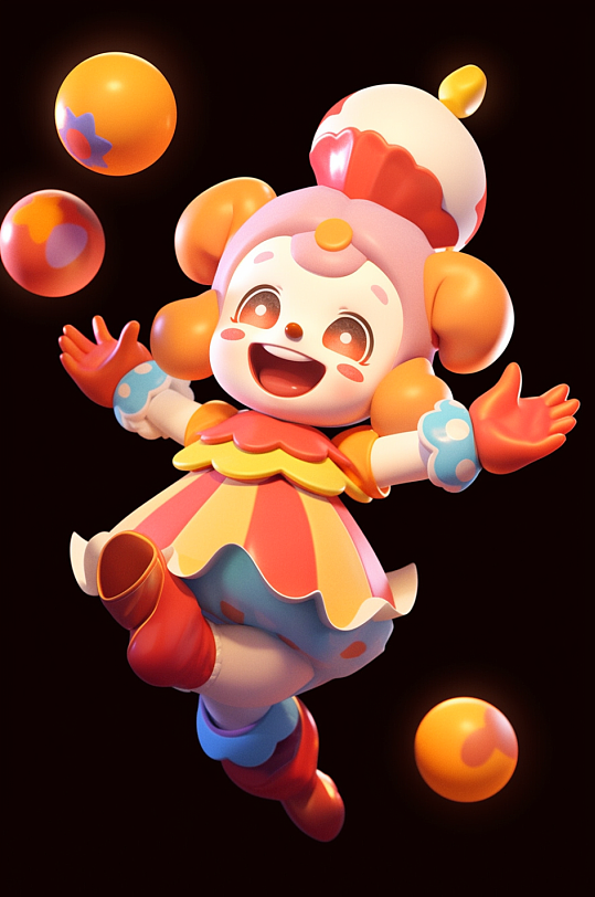 AI数字艺术愚人节小丑3D模型插画-众图网