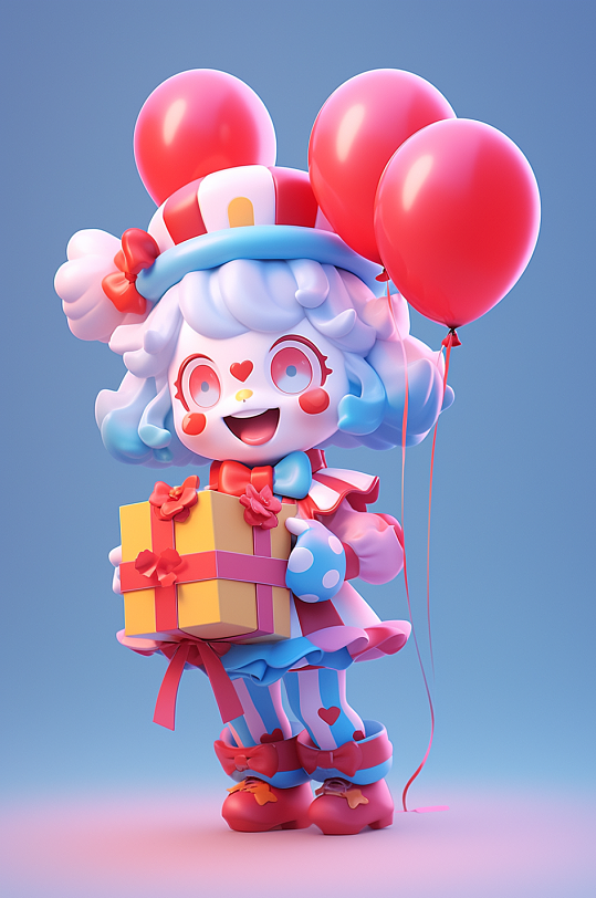 AI数字艺术愚人节小丑3D模型插画-众图网