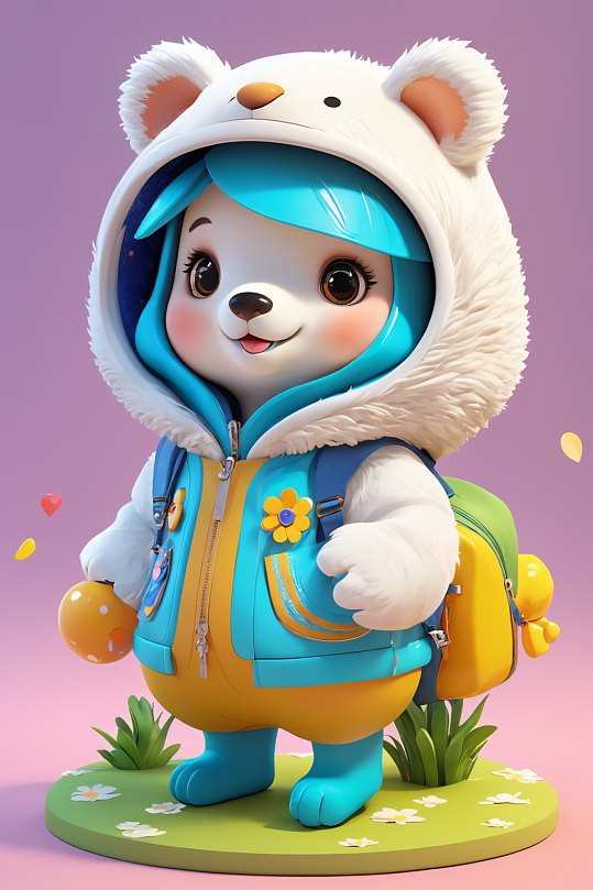 AI数字艺术可爱甜心小动物IP模型图片-众图网