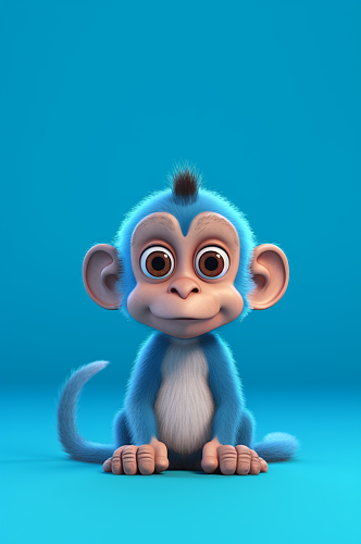 AI数字艺术猴子可爱甜心小动物IP模型