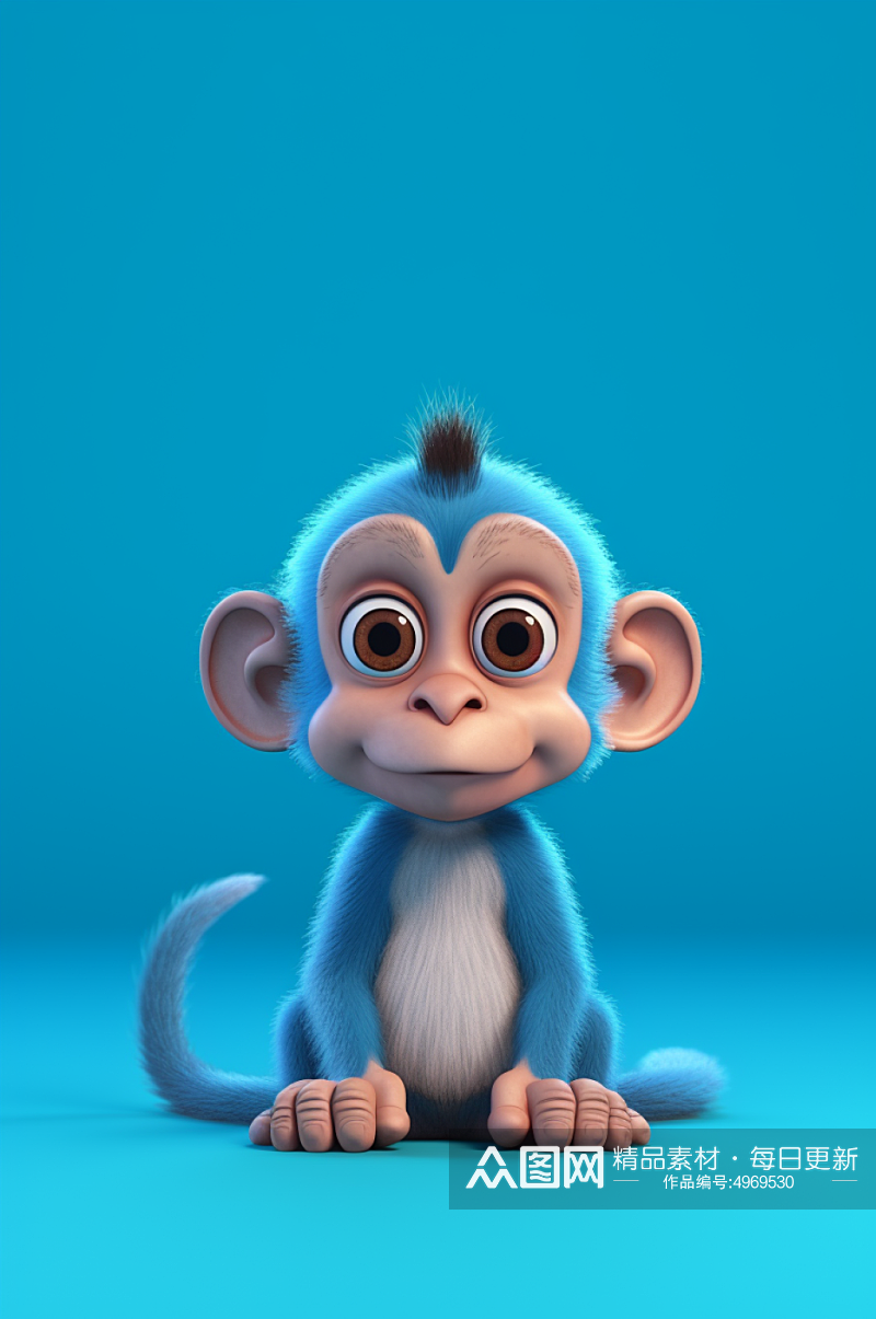 AI数字艺术猴子可爱甜心小动物IP模型素材