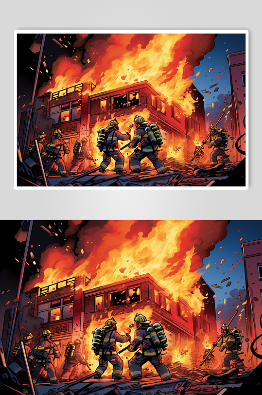 AI数字艺术消防救援人物插画