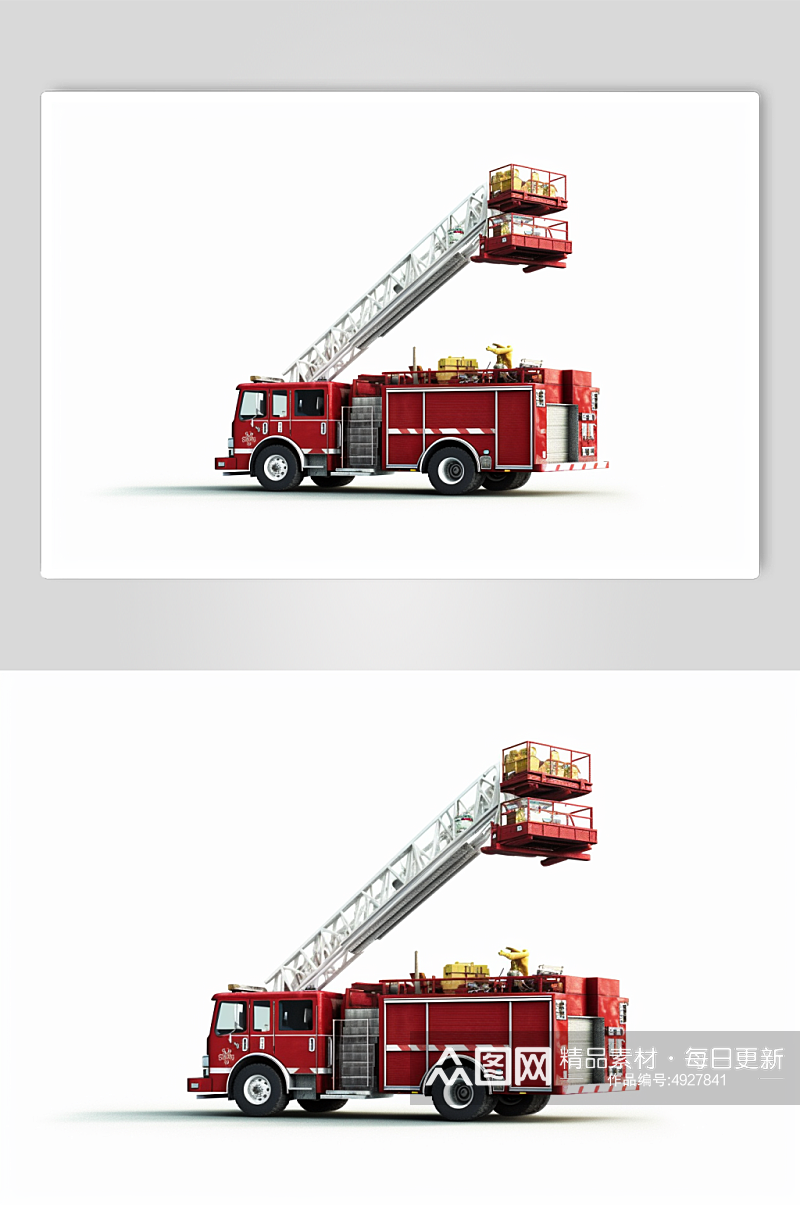 AI数字艺术卡通创意消防车交通工具图片素材