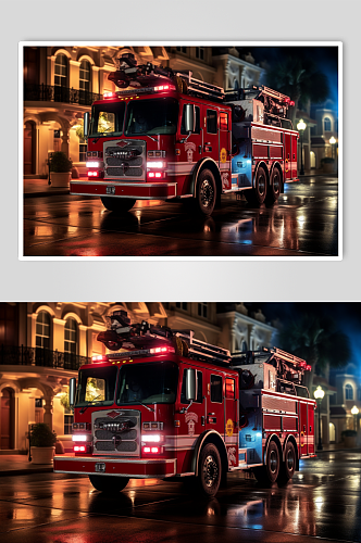 AI数字艺术消防车交通工具图片